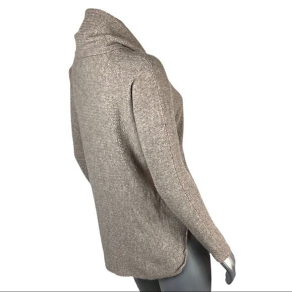 Cynthia Rowley Sweater Mock Cowl Turtleneck Beige Tan Knit Pullover Cashmere L - Picture 4 of 9
